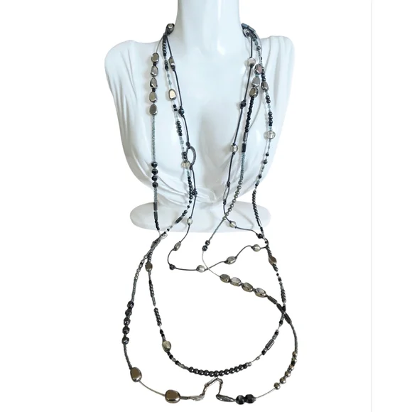 Silpada Sterling Silver Multistrand Hematite Seed Bead Dewdrops Necklace N2097 - Picture 4 of 15